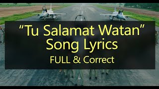 Tu Salamat Watan Song Lyrics FULL amp Correct milli nagma by Sahir Ali Bagga independenceday [upl. by Dnarud303]