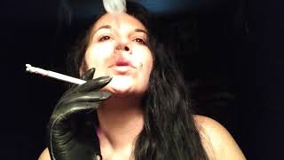 woman smoking Virginia slim120 with vintage leather gloves [upl. by Rramal]