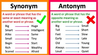 SYNONYM vs ANTONYM 🤔  Whats the difference  Learn with examples [upl. by Koval429]