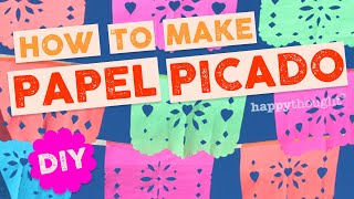 How to make your own DIY papel picado Parties or fiestas at home Printable template • Happythought [upl. by Eive]