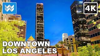 4K Downtown Los Angeles at Night  Walking Tour amp Travel Guide 🎧 Binaural City Sound [upl. by Annaik]