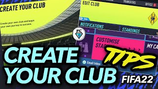 FIFA 22 CREATE YOUR CLUB TIPS [upl. by Karab]