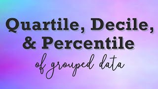 QUARTILE DECILE and PERCENTILE Measures of Position of Grouped Data [upl. by Skell547]