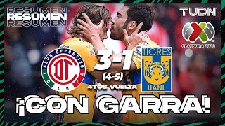 Resumen y goles  Toluca 4315 Tigres  CL2023  4tos  TUDN [upl. by Anatnahs]