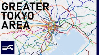 Every Operating Railway System in Greater Tokyo Area geographic map [upl. by Salta]