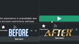 How to fix Roblox THE EXPERIENCE IS UNVAILABLE DUE TO ACCOUNT RESTRICTIONS SETTINGS [upl. by Tymes164]