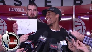 DeMar Derozan reacts to scoring 52 points Jonas Valanciunas crashes interview  ESPN [upl. by Neidhardt]