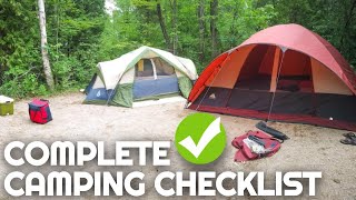 Complete Camping Checklist  Everything You Need for a Weekend of Camping  Camping for Beginners [upl. by Rani]