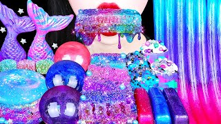 ASMR GALAXY FOODS 갤럭시 먹방 HONEYCOMB MERMAID TAILS JELLY NODDLES 벌꿀집 인어공주 요술 전구 먹는컵 EATING SOUNDS [upl. by Opiuuk]