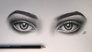 Tutorial Como desenhar Olhos Iguais  How to draw both realistic eyes [upl. by Anyaled]