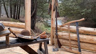 Raising and Notching the Logs  LOG CABIN BUILD  PIONEER LIFE CIRCA 1700s [upl. by Nnyloj]