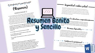 🖥 Como hacer RESUMEN BONITOS en Word [upl. by Limak]