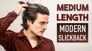 Medium Length Modern Slick Back Tutorial  Mens Long Hair 2021 [upl. by Larrie]