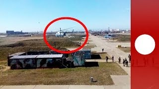 Video Ukrainian pilots escape with aircraft as troops take over air base [upl. by Kenn441]