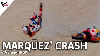 Marc Marquez massive highside  2020 SpanishGP [upl. by Hayman]