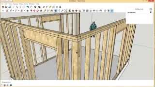 Framing Exterior Wall Corners  Requested SketchUp Video [upl. by Zuckerman264]