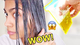 I Left OLIVE OIL in my hair OVERNIGHT amp THIS HAPPENED shocking results [upl. by Aikkin780]