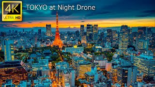 Tokyo Japan in 4K Drone at Night  Explore Tokyo at Night with 4K Drone Film [upl. by Laekcim]