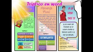 TRIPTICO EN WORD PASO A PASO [upl. by Gianina]