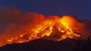 Timelapse Spectacular eruption from Italys Mount Etna [upl. by Esinel]