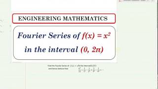 Fourier series example fxx2 in 0 to 2pi [upl. by Reames]