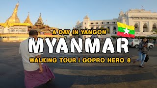 Travel MYANMAR  A Day in Yangon  Budget Walking Tour 2020  Backpacker with GoPro [upl. by Knowland]