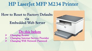 HP LaserJet MFP M234dw Printer series  How to Reset to Factory Defaults [upl. by Enerod824]