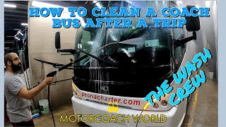 Cleaning a Coach bus after a trip  The Wash Crew [upl. by Artsa]