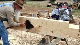 Complete Log Layout Pt 3 Hewing  Dovetail Log Cabin Build Ep 30 [upl. by Corny784]