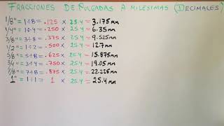 7️⃣  FRACCIONES DE PULGADAS A DECIMALES Y CONVERSIONES [upl. by Beattie]