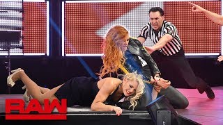 Lacey Evans incurs the wrath of Becky Lynch Raw April 8 2019 [upl. by Amhsirak427]