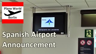 Spanish Airport Announcements Spanair to Barcelona  Lanzarote Airport 2009 [upl. by Amity318]