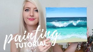 PAINTING TUTORIAL Acrylic Ocean for Beginners  Katie Jobling Art [upl. by Kho]