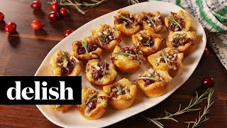 How to Make Cranberry Brie Bites  Recipe  Delish [upl. by Solley80]