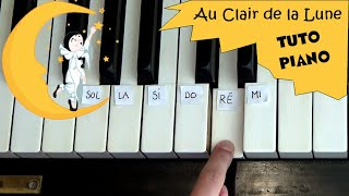 TUTO PIANO Mélodie facile débutant  Au clair de la Lune niveau 1 [upl. by Minica]