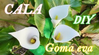 Como hacer flores de Calas en goma eva Flores artificiales [upl. by Emarie]