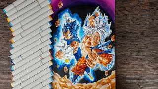 Drawing Goku Mastered Ultra Instinct and Vegeta Super Saiyan Blue Evolution [upl. by Glorianna]