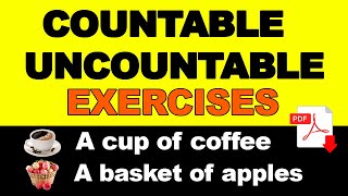 Countable Uncountable Nouns  Containers Exercises PDF  Easy English Lesson [upl. by Aniarrol]