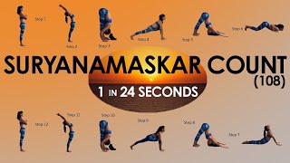 108 Suryanamaskar ll 1 Surya Namaskar in 24 Secondsll Suryanamaskar Count  Weightloss  Suryathon [upl. by Costello]