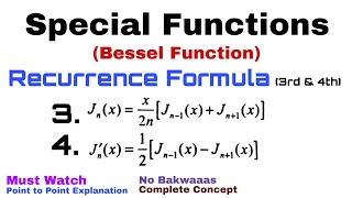 13 Recurrence Formulae3 and 4  Bessel Function  Complete Concept [upl. by Apicella]