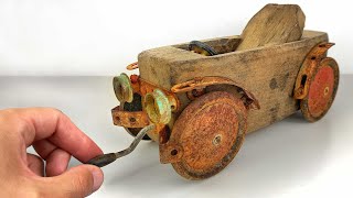 Vintage Wooden Toy Car  Restoration amp Repair [upl. by Mathe]