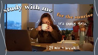 1 hr sunrise real time study with me 25 min  break no music background noise timer 🌇 [upl. by Teodoor]