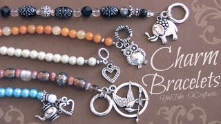 DIY Beaded Charm Bracelet with wire crimp beads amp clasps ♥  SoCraftastic [upl. by Argus]