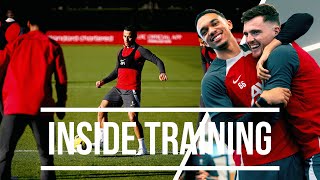 Inside Training Brilliant Goals Skills amp a ThreeShot Challenge  Liverpool FC [upl. by Hayarahs]