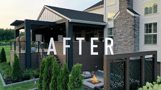 INCREDIBLE BACKYARD MAKEOVER Covered Deck and Patio Transformation Time Lapse [upl. by Zined]