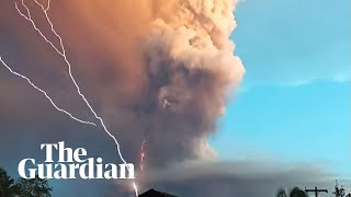 Lightning and ash timelapse footage shows Taal volcano eruption [upl. by Anidualc]