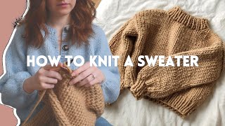 How To Knit a Chunky Sweater  Beginner Friendly Step by Step DIY Tutorial [upl. by Carly149]