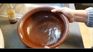 HOW TO SEASON A NEW UNGLAZED CLAY COOKING POT BEFORE FIRST USE  4K UHD [upl. by Elletnwahs]