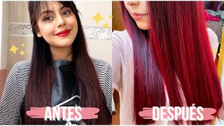 Como teñir el cabello color fantasía sin decolorar en casa  Cabello negro a rojo sin maltratarlo🌟 [upl. by Herriott]