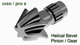 Creo Tutorial10  Design of Helical Bevel Gear  Pinion [upl. by Hazaki]